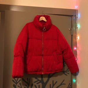 Pull and Bear Red Puffer Jacket